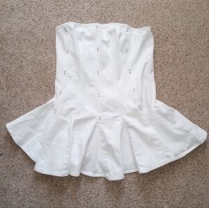 White Denim Strapless Cowgirl Western Rodeo Dress